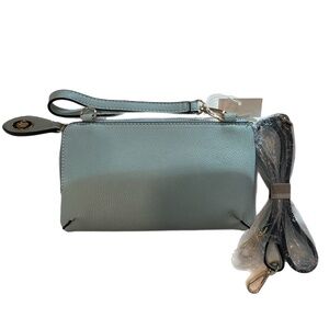 Boho Joy Susan Periwinkle Blue Vegan Cross Body Wristlet Lock Clutch Purse